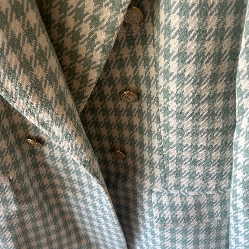 Zara Mint Green Houndstooth Blazer - Picture 3 of 4